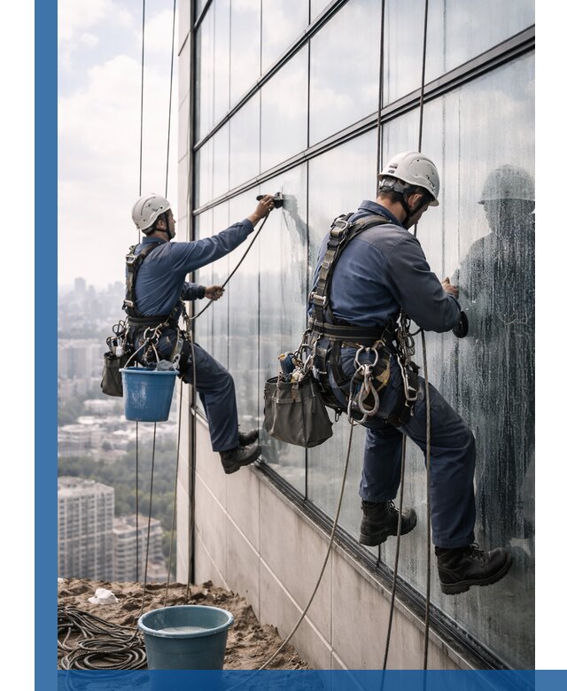 Профессиональная мойка фасадных окон альпинистами в Мегионе