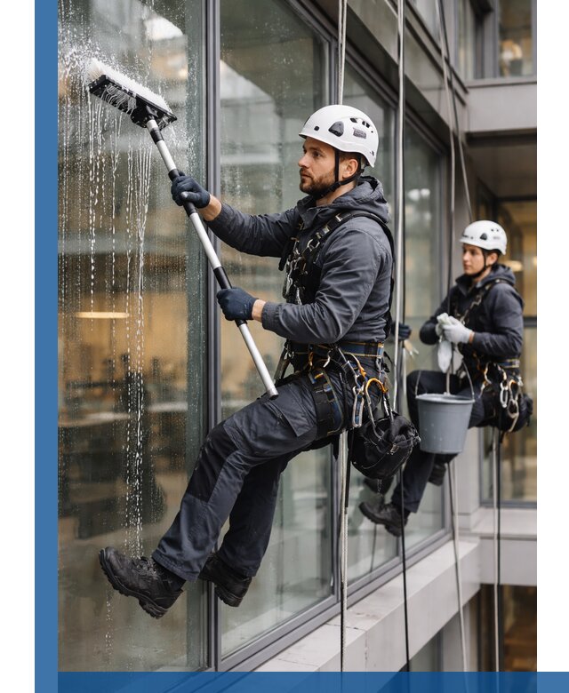 Профессиональная мойка витражей промышленными альпинистами в Мегионе