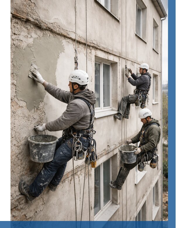 Ремонт штукатурного фасада в Мегионе от 782 р. под ключ | ВЫСОТНИК-Мго