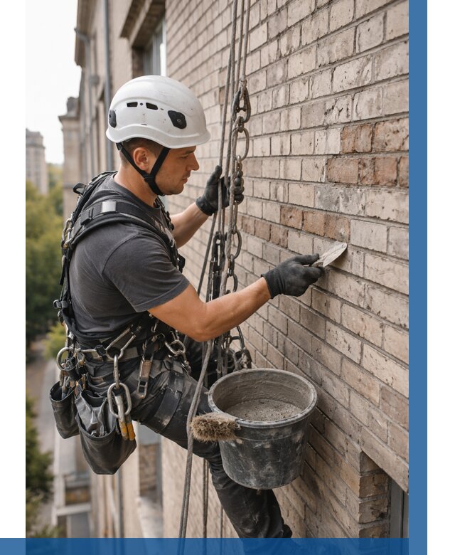 Ремонт кирпичной кладки фасада в Мегионе от 1877 р. | ВЫСОТНИК-Мго