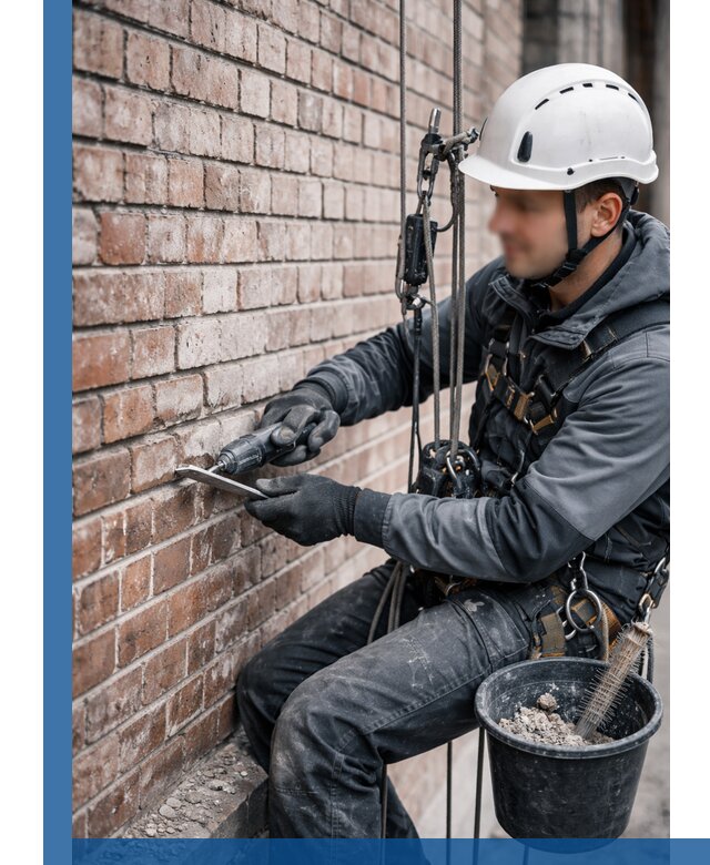 Расшивка кирпичных швов фасадов и стен, ремонт в Мегионе