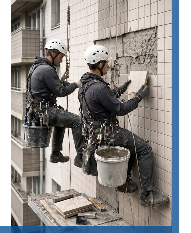 Ремонт облицовки фасада плиткой в Мегионе от 1877 р. | ВЫСОТНИК-Мго