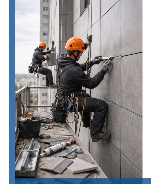 Профессиональный ремонт фасада из керамогранита в Мегионе