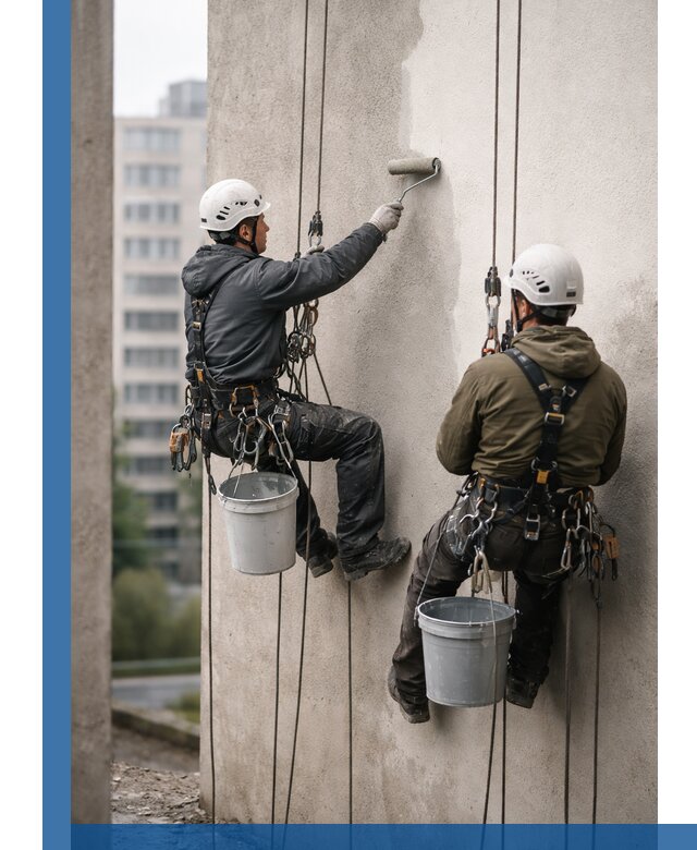 Покраска фасадов высотными альпинистами в Мегионе с гарантией