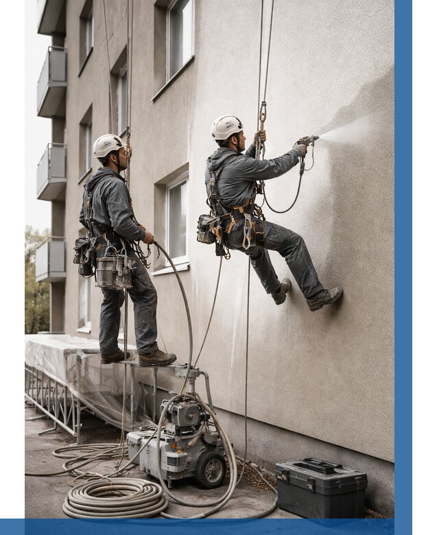 Безвоздушная покраска фасада в Мегионе от 229 р/м² | ВЫСОТНИК-Мго