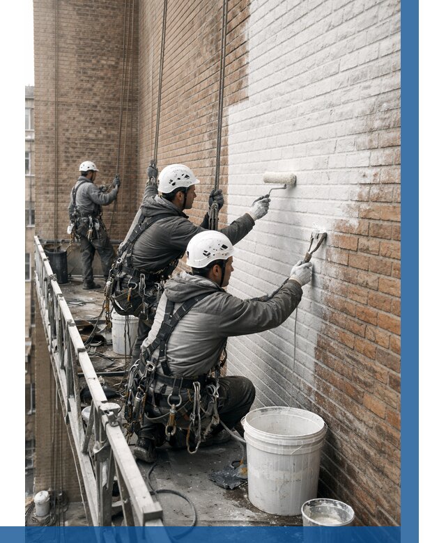 Покраска кирпичного фасада в Мегионе от 365 р. | ВЫСОТНИК-Мго