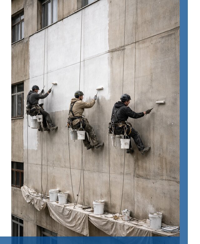 Покраска бетонного фасада в Мегионе от 365 р за м2 | ВЫСОТНИК-Мго