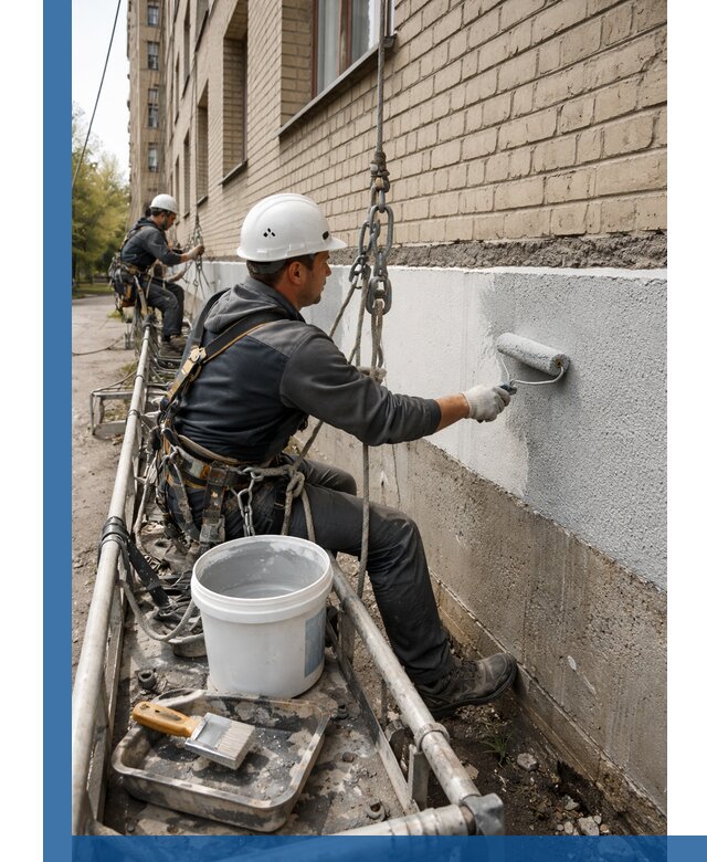 Окраска цоколя здания в Мегионе профессионально и надежно