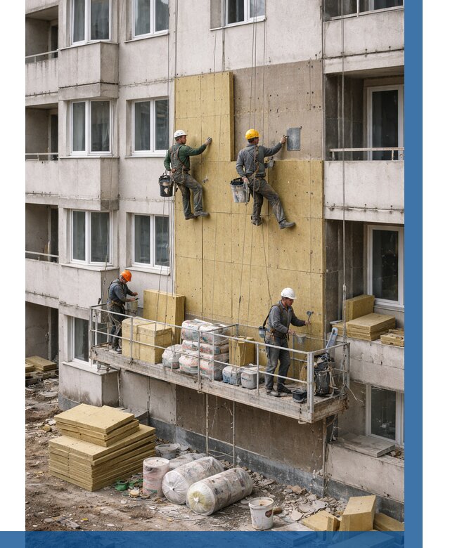 Утепление фасада минватой в Мегионе от 1564 р. | ВЫСОТНИК-Мго