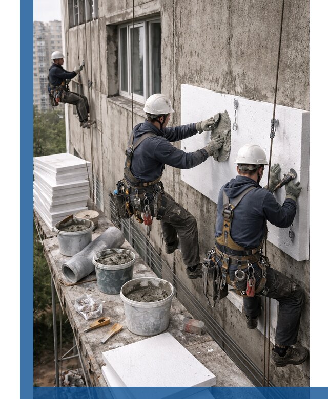 Утепление фасада пенополистиролом в Мегионе под ключ