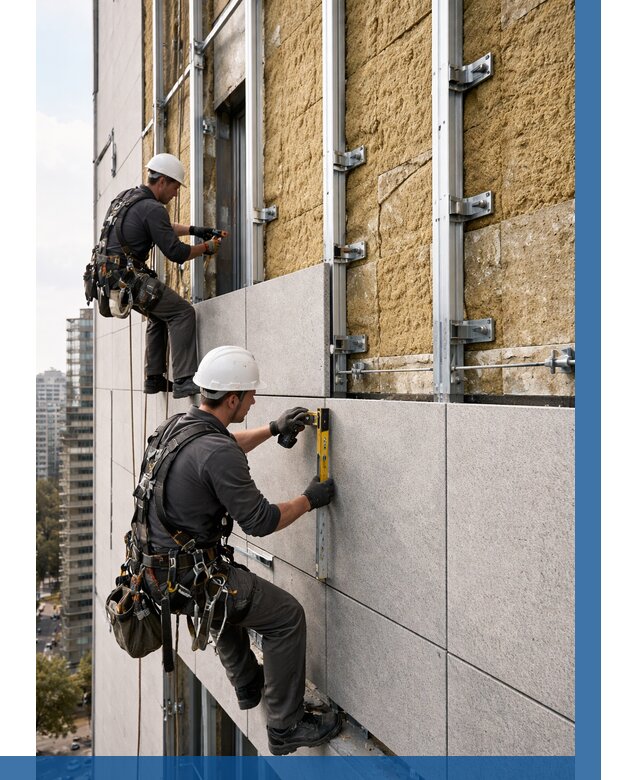 Монтаж вентилируемого фасада в Мегионе от 3649 р. | ВЫСОТНИК-Мго