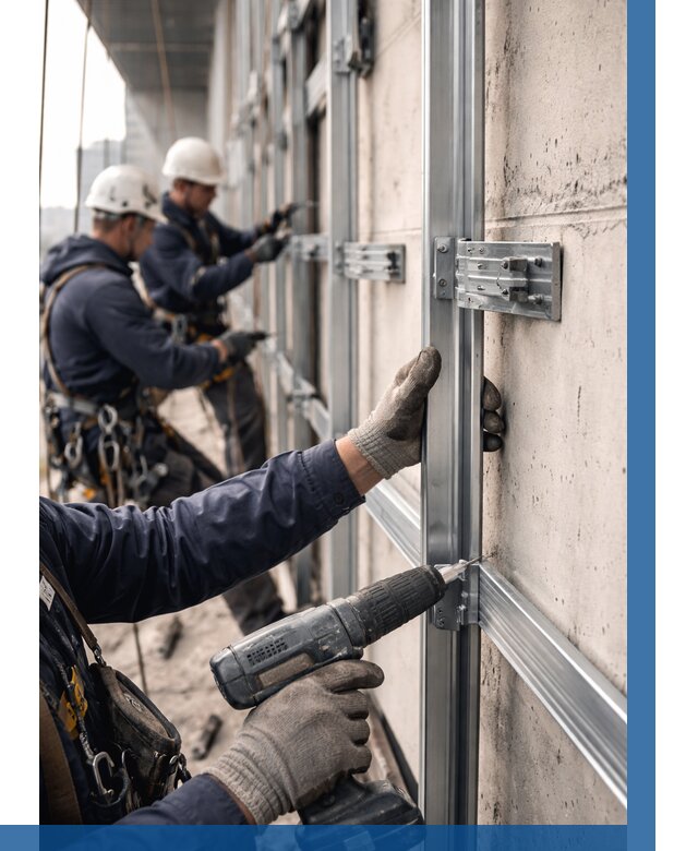 Монтаж подсистемы вентфасада в Мегионе от 886 р. | ВЫСОТНИК-Мго