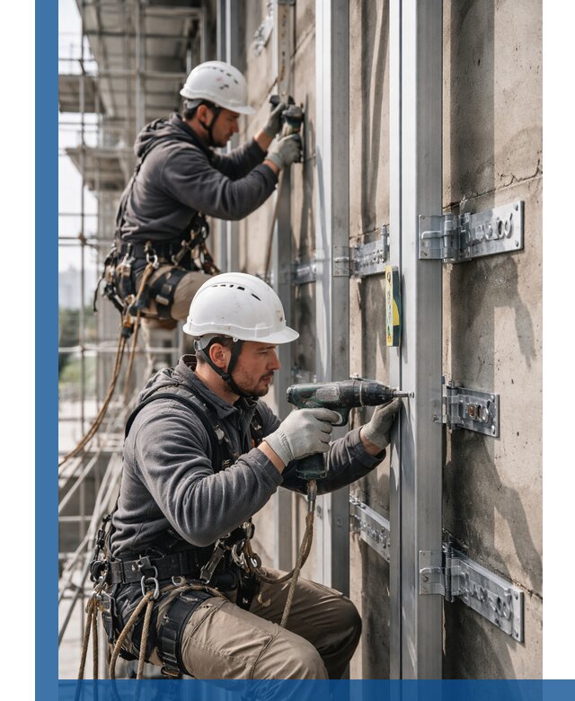 Монтаж и крепление подсистемы вентфасада в Мегионе