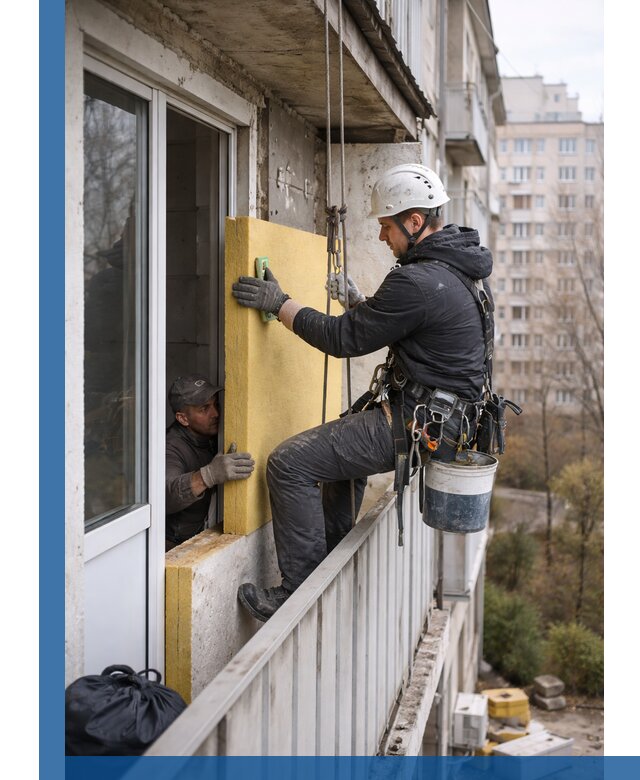 Профессиональное утепление балкона снаружи в Мегионе под ключ
