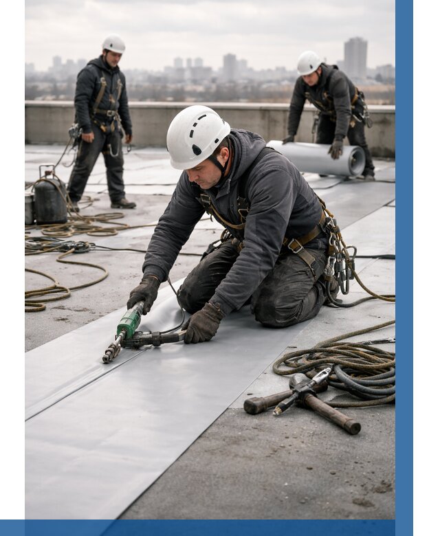 Ремонт мембранной кровли в Мегионе от 1877 р./м2 | ВЫСОТНИК-Мго