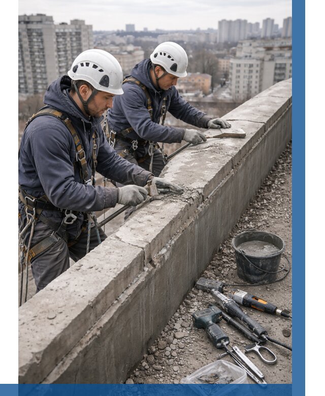 Ремонт парапета на кровле в Мегионе от 1564 р. | ВЫСОТНИК-Мго