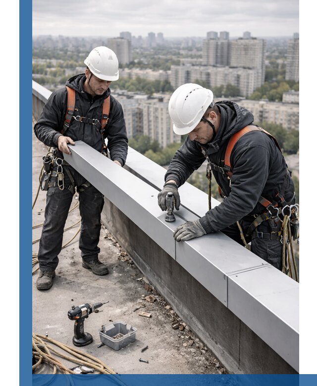 Монтаж парапетных крышек и ограждений кровли в Мегионе