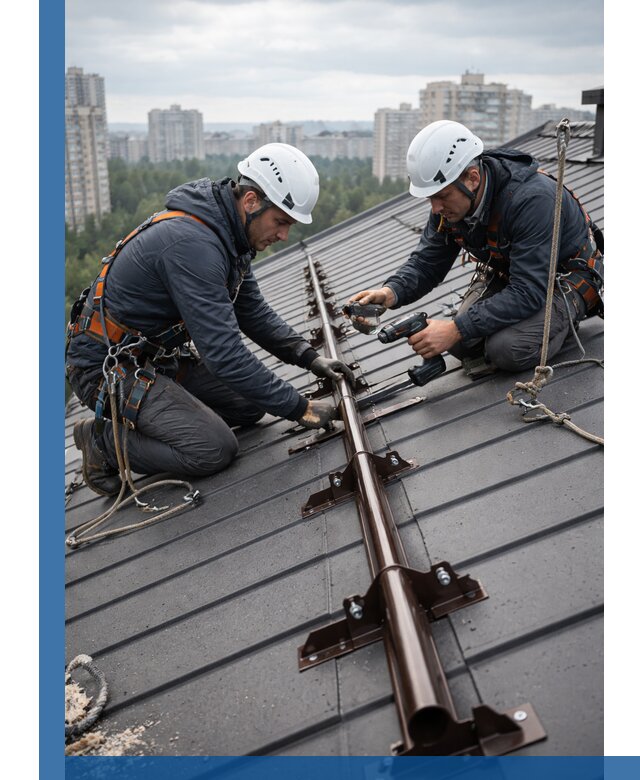 Монтаж снегозадержателей на кровле зданий в Мегионе под ключ