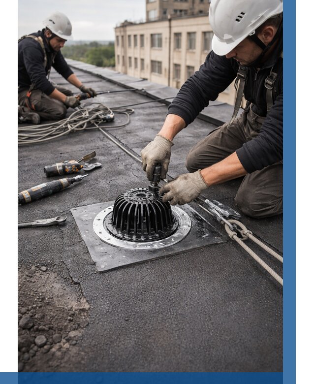 Установка водосточных воронок в Мегионе цена от 3649 р. | ВЫСОТНИК-Мго