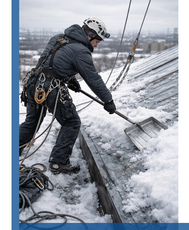Профессиональная очистка кровли от снега и наледи в Мегионе