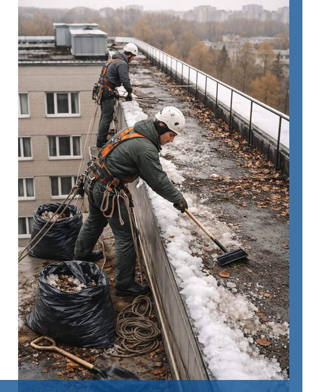 Очистка кровли по периметру в Мегионе от 573 р. | ВЫСОТНИК-Мго