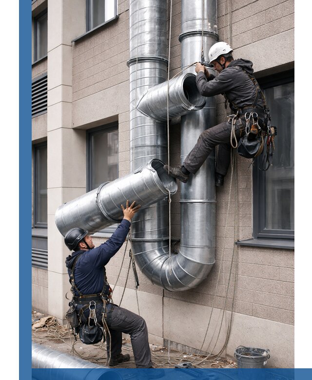 Монтаж фасадных воздуховодов в Мегионе с герметизацией и крепежом