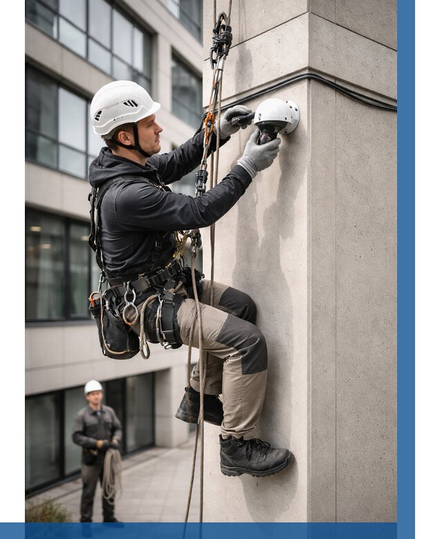 Монтаж камер видеонаблюдения на фасаде в Мегионе от 8861 р.-ВЫСОТНИК-Мго