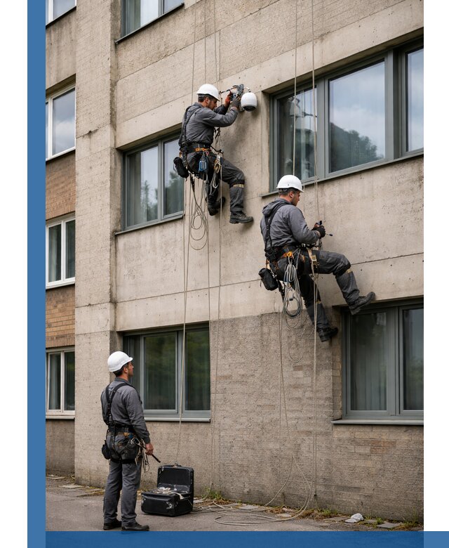 Монтаж фасадных камер видеонаблюдения в Мегионе под ключ