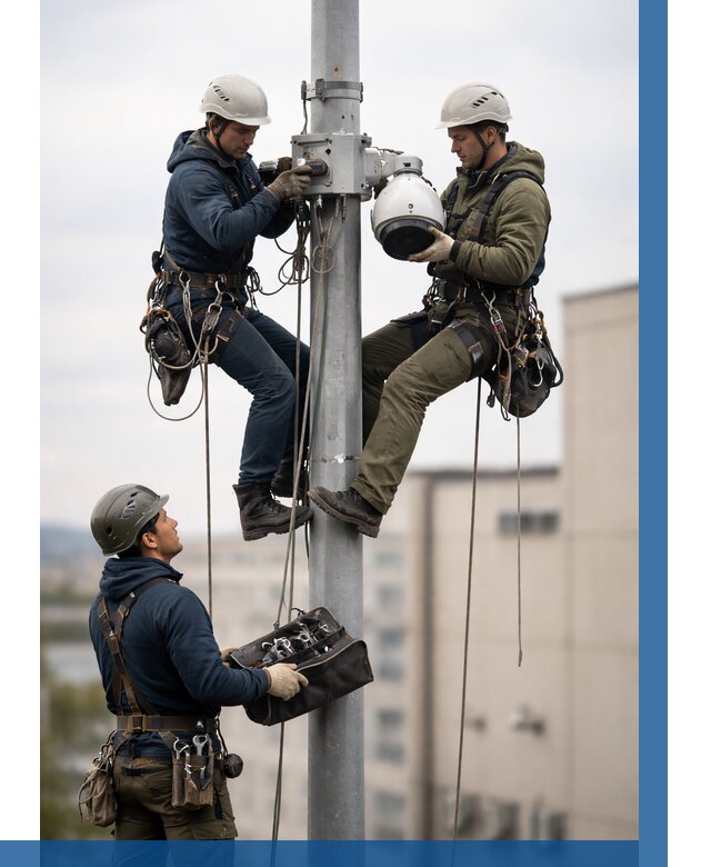 Установка видеокамер на мачте в Мегионе от 8861 р. | ВЫСОТНИК-Мго