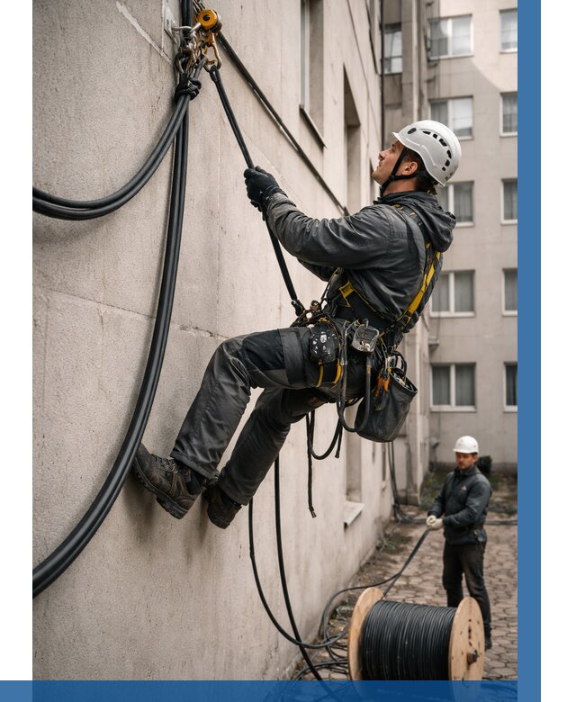 Протяжка кабеля питания на высоте в Мегионе от 469 р. | ВЫСОТНИК-Мго