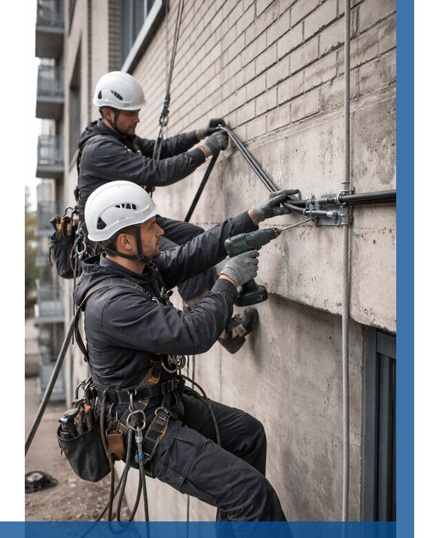 Крепление кабеля на фасаде в Мегионе от 365 р. | ВЫСОТНИК-Мго