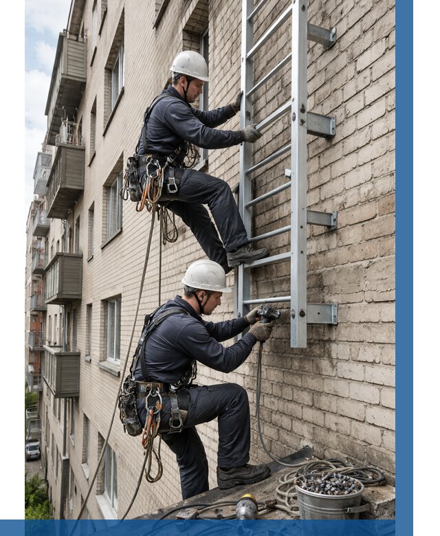 Монтаж пожарной лестницы в Мегионе от 26063 р заказать у ВЫСОТНИК-Мго