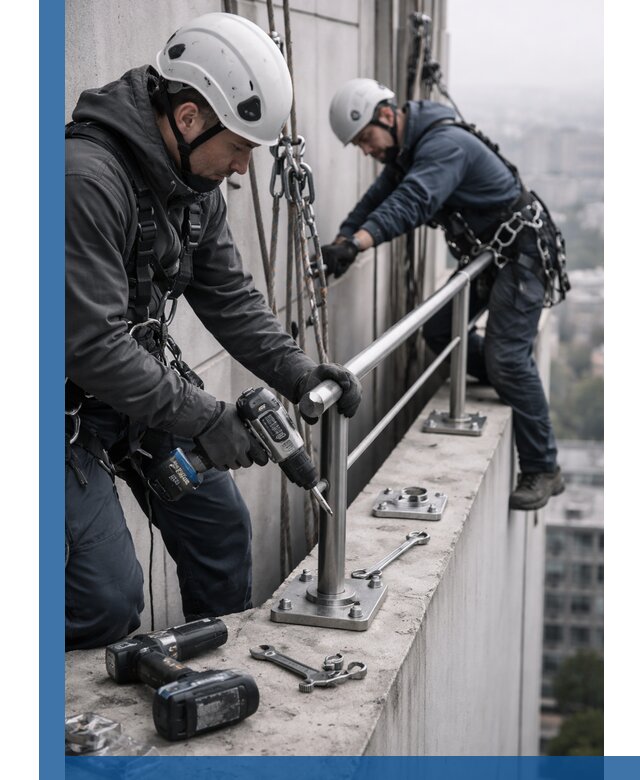 Монтаж перил на высоте в Мегионе для жилых и промобъектов