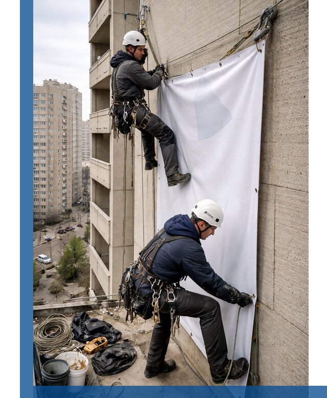 Профессиональный монтаж баннеров на фасаде в Мегионе