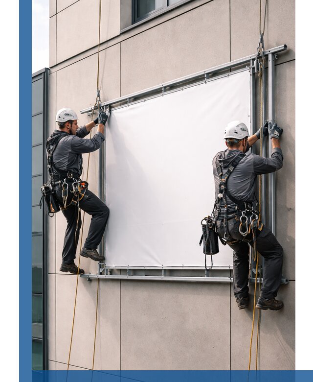 Монтаж наружной рекламной вывески в Мегионе под ключ