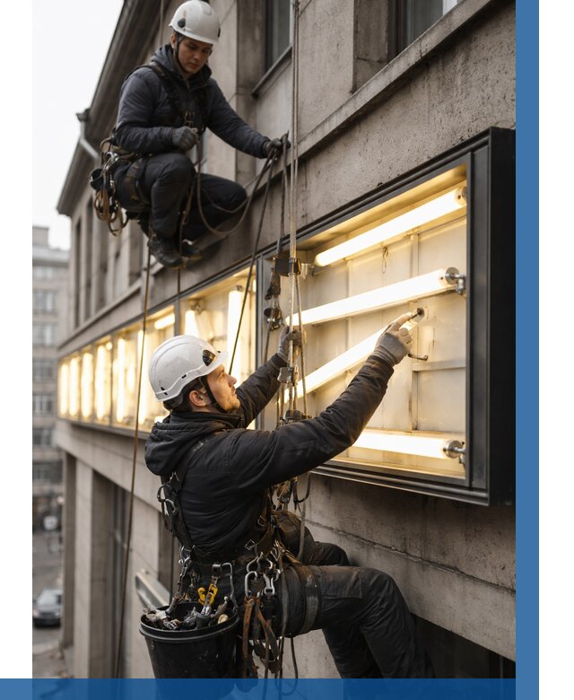 Замена ламп в вывеске в Мегионе под ключ от 3649 р. | ВЫСОТНИК-Мго