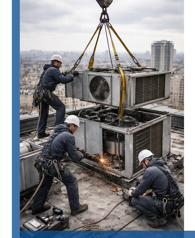 Демонтаж крышной установки в Мегионе любой сложности