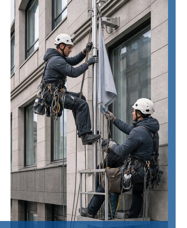 Установка флагов на фасаде в Мегионе от 4691 р. | ВЫСОТНИК-Мго