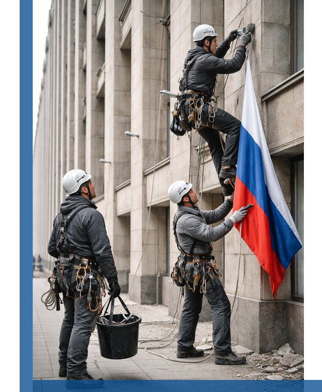 Профессиональная установка флагов на фасаде в Мегионе