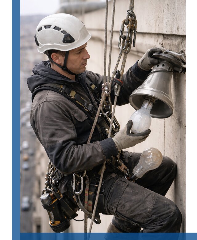 Замена ламп на высоте в Мегионе профессионально и быстро