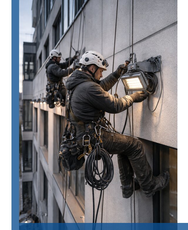 Монтаж фасадного освещения в Мегионе установка и подключение