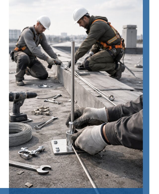 Монтаж молниезащиты на кровле в Мегионе цена от 26063 р. | ВЫСОТНИК-Мго