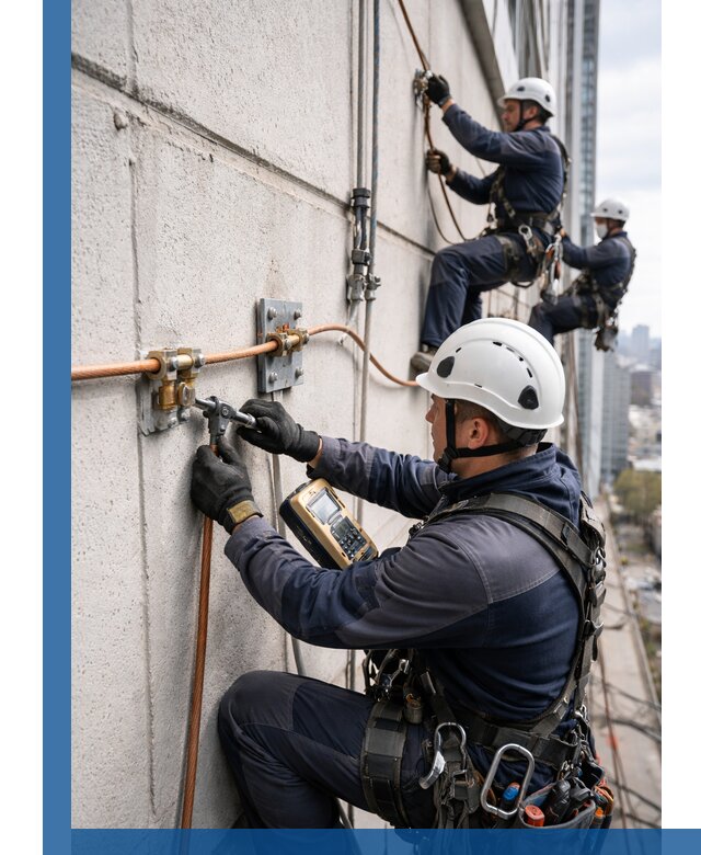 Монтаж системы заземления здания и молниезащиты в Мегионе