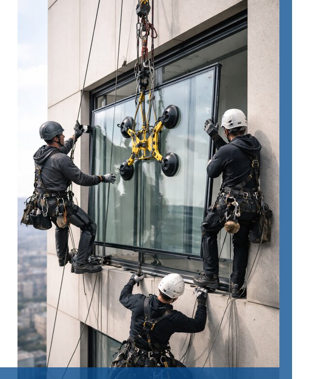 Монтаж стеклопакетов на высоте в Мегионе от 3336 р. | ВЫСОТНИК-Мго