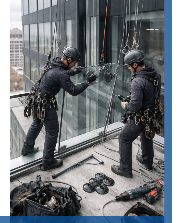 Монтаж стеклянных ограждений в Мегионе от 2606 р. | ВЫСОТНИК-Мго