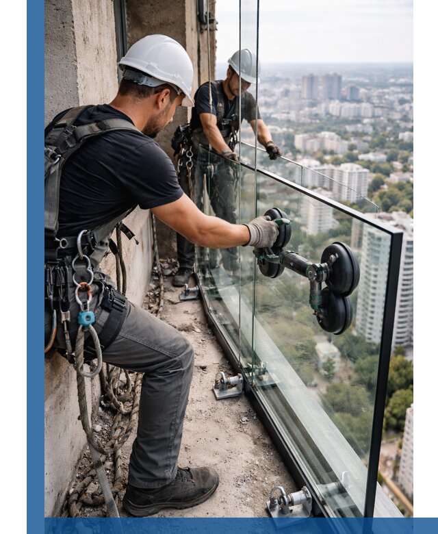 Монтаж стеклянных ограждений под ключ с гарантией в Мегионе