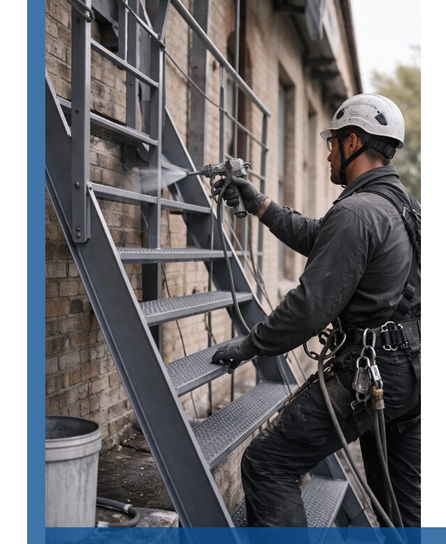 Покраска и антикоррозионная защита пожарных лестниц в Мегионе