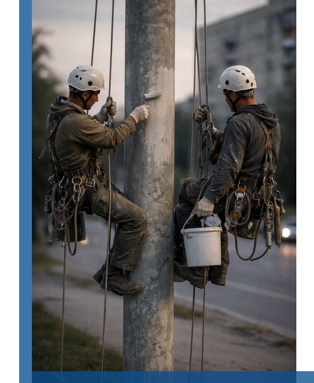Покраска опор освещения и антикоррозийная защита в Мегионе
