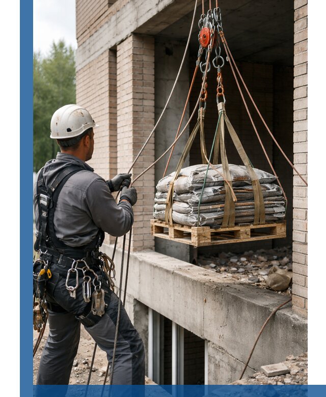 Подъем материалов на этаж веревками в Мегионе оперативно