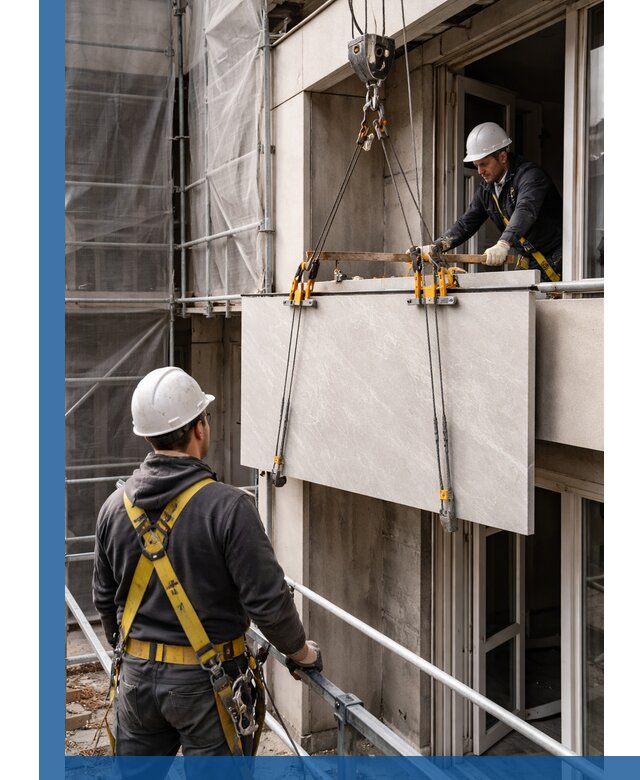 Подъем керамогранита на этаж в Мегионе грузчиками и техникой